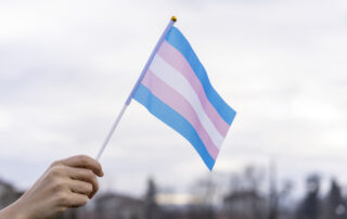 Transgender Flag held in the sky