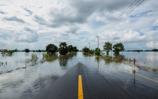 Street flooded after natural disaster, hurricane